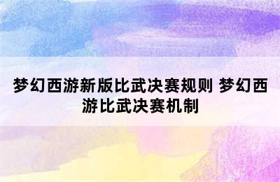 梦幻西游新版比武决赛规则 梦幻西游比武决赛机制